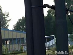 hot blonde teen 18+ takes cum mouth in public street threesome orgy!