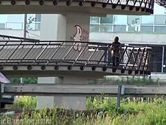 hot blonde teen 18+ takes cum mouth in public street threesome orgy!