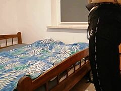 bdsm slave boy rides dildo while stroking solo