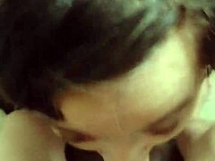 Busty milf deepthroats cock sloppy when lied to hard