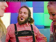 alternative goths double penetrate in costumes facefucking to facial cumshots