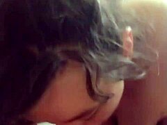 Busty milf deepthroats cock sloppy when lied to hard