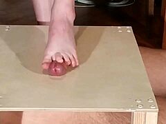 Hungarian domina stomps slave cock barefoot before intense footjob humiliation