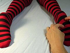 Milf soles get massaged, tickled after socks stripped off!