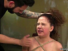 Big Ass Brunette Bound Choked Deepthroated Into BDSM Slave