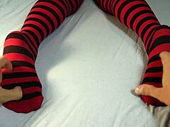 Milf soles get massaged, tickled after socks stripped off!
