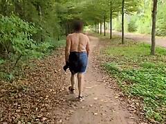 curvy homemade milf flashes huge saggy natural tits in public