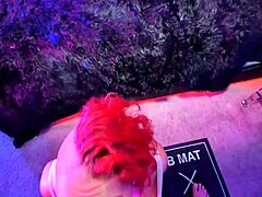 Oiled fake tits wife deepthroats huge cock in dungeon tape