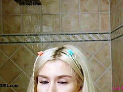 picture perfect blonde strips down for steamy shower photoshoot