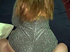 Beautiful Big Ass Fills Cute Sparkly Party Dress Bent Over