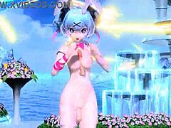Hatsune miku dives rabbit hole in nude mod project diva costume