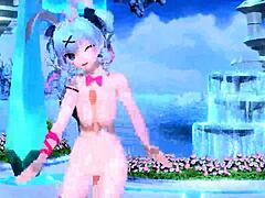 Hatsune miku dives rabbit hole in nude mod project diva costume