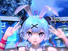 Hatsune miku dives rabbit hole in nude mod project diva costume