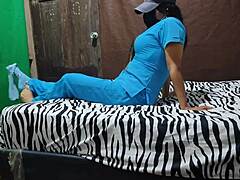 Sexy Latina MILF Stepmom Airs Hot Vagina Smell on Bed Before Nurse Work in Homemade Sex Tape