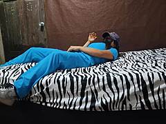 Sexy Latina MILF Stepmom Airs Hot Vagina Smell on Bed Before Nurse Work in Homemade Sex Tape