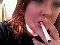 sexy bbw tina snua smokes cork cig double pumping inhales nose exhales 😍💨