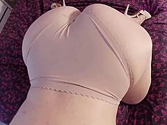 blasting hot cum all over stepsis's huge panties after rough doggy pounding her tight ass