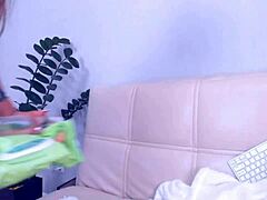 russian teen babe masturbates boobs squirt on webcam closeup