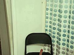 Hot Milf Struggles Chair-Fucking Her Massive Dildo Toy
