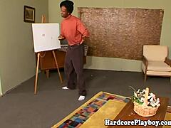 nubian babe sucks cock while her friend gets pounded hard