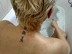 Moscow Milf Masturbates with Huge Dildo Then Boobjob Cumshot