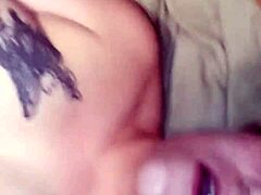 sexy sassy grinds her pussy on that interracial sex machine hard