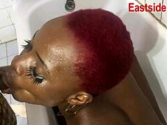 Horny BBW Milf Masturbates in Bathroom Before Big Black Cock Creampie Pounding