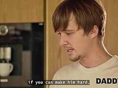 Slutty gf sucks daddy's cock then stripteases for another guy in the same room.