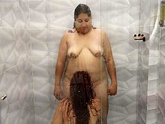 wasn't planning to film but shower fingering with latina feels so good