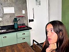 Skinny teen slut wife shares ass for anal creampie with husband!