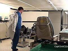 Kristen Martinez spreads pussy in latex gloves backstage humiliation