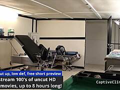 Kristen Martinez spreads pussy in latex gloves backstage humiliation