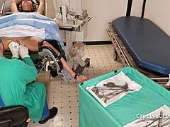 Kristen Martinez spreads pussy in latex gloves backstage humiliation