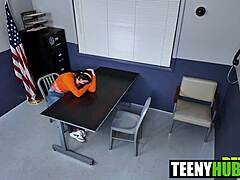 Perv officer Emerald sucks Peter Fitzwell petite tits pov