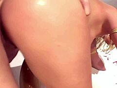 A Beautiful Blonde's Big Ass Takes Massive Cock Bathtub Pounding