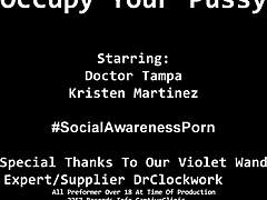 Kristen Martinez spreads pussy in latex gloves backstage humiliation