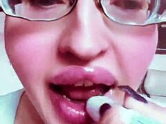 damn this nude chick's lipstick lips got me so hot and bothered already