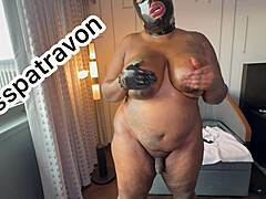 Ebony BBW Shemale Jerks Monster Cock Huge 70-Inch Ass Latex