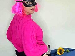 Watch My Big Natural Tits Bounce Kitty Mask Gloves Lingerie Maid Touches Herself Softcore