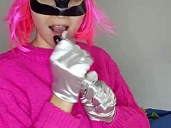 Watch My Big Natural Tits Bounce Kitty Mask Gloves Lingerie Maid Touches Herself Softcore