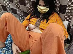Caught Pakistani stepdaughter with cucumber, stepdad fucks her hard?