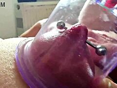 Suck my pierced puffy nipples hard in bedroom closeup