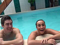 hunt4k. czech teen slut girlfriend pool fucked by stranger cuckold pov