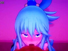 konosuba aqua lines up at glory hole