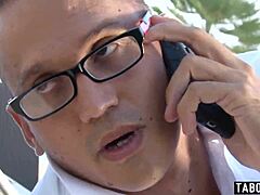 COCK-ADDICT STEPMOM LEYA DOMINATES SHY STEPSON OUTDOOR!