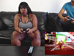 bbw gamer loses control riding thick cock wildly