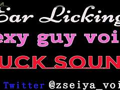 she licks his ear with sexy guy voice fuck sounds in japanese asmr play