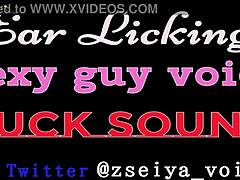 she licks his ear with sexy guy voice fuck sounds in japanese asmr play