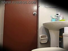 Hidden cam spies juicy colombian college babe's big ass in bathroom