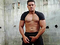 Yuri Gaúcho bear pounds huge cock hard with massive cumload!